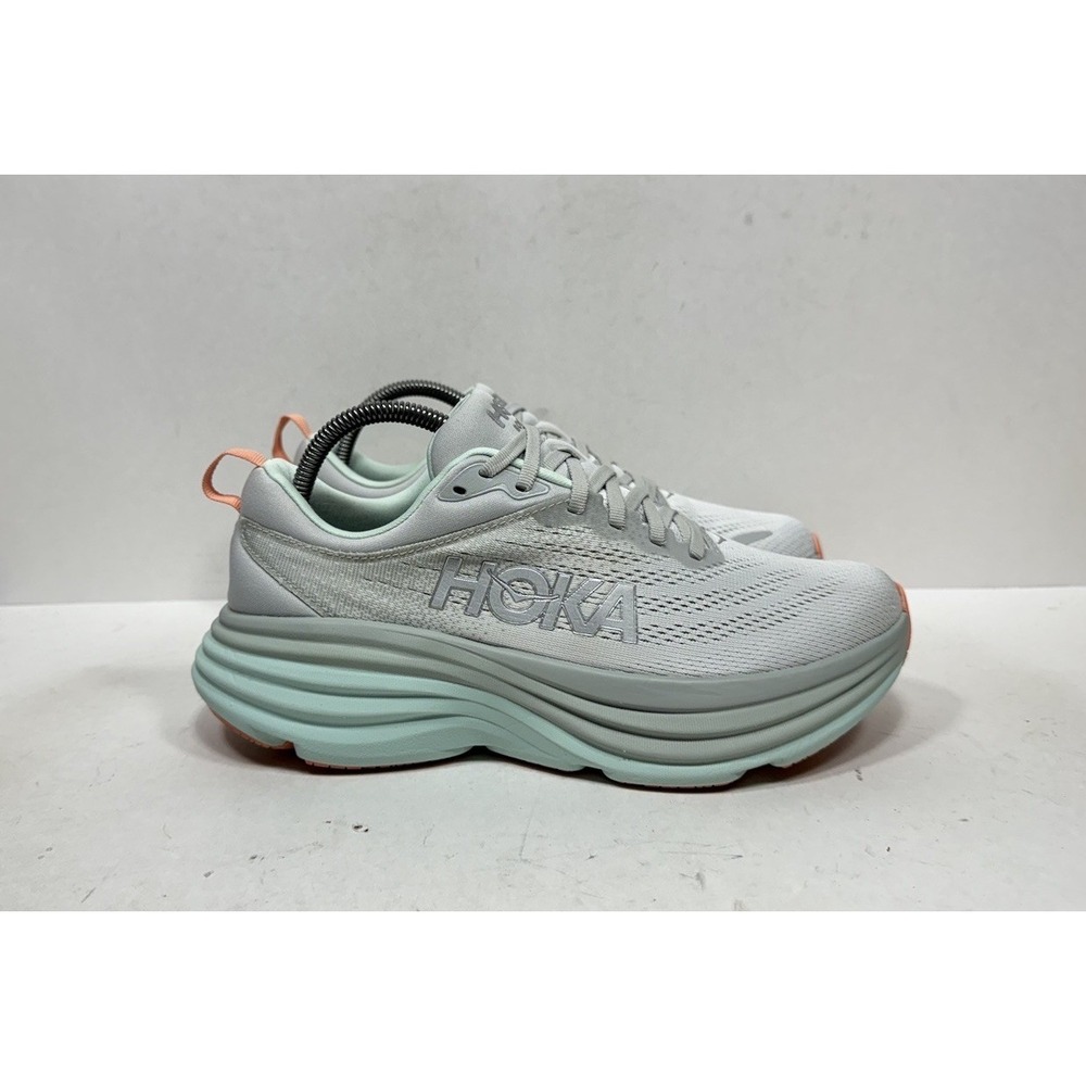 Hoka One One Bondi 8 Women's Size 9 Stardust Aqua Breeze Grey Shoes 1127952 SQB